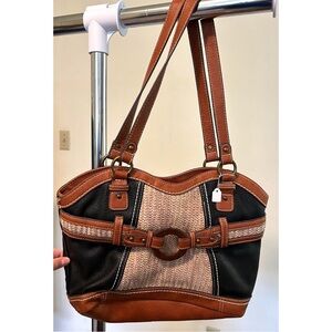 B.O.C. Brand Leather/Straw Shoulder Purse